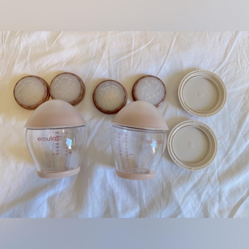 2 Emulait baby bottles - $30
